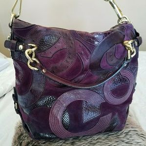 Coach Brooke Purple Leather Suede Handbag